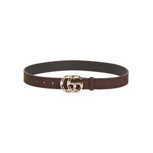 GUCCI Dark Brown Made In Italy Suede Marmont Belt With G G Buckle